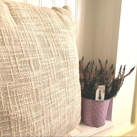 Soft Tan Textured Throw Pillow neutral accent pillow - Picture 9 of 10